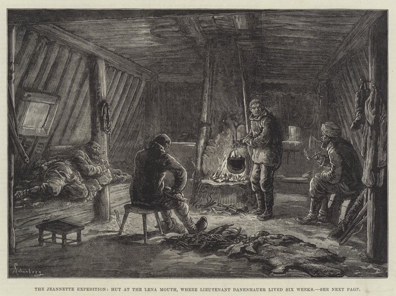 A expedição Jeannette, cabana na boca de Lena, onde o tenente Danenhauer viveu seis semanas de Johann Nepomuk Schonberg