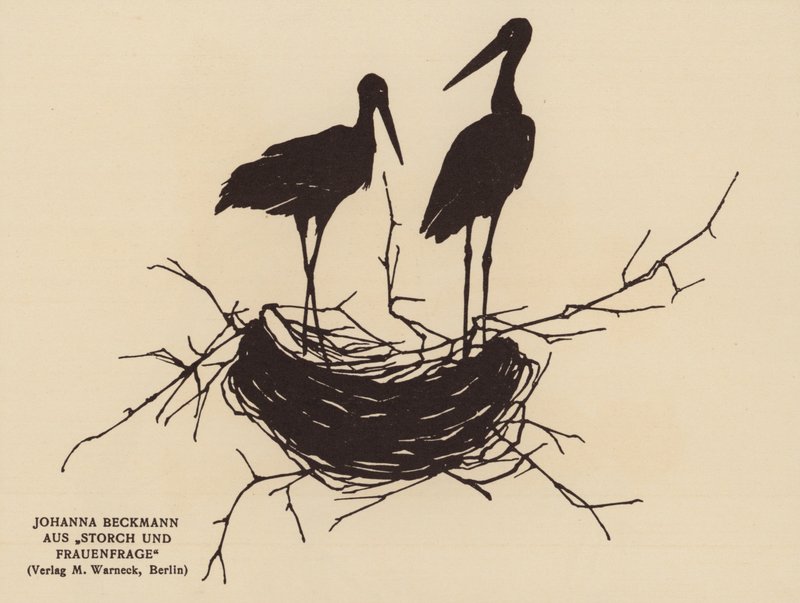 Silhueta de um ninho de cegonhas (litografia) de Johanna Beckmann