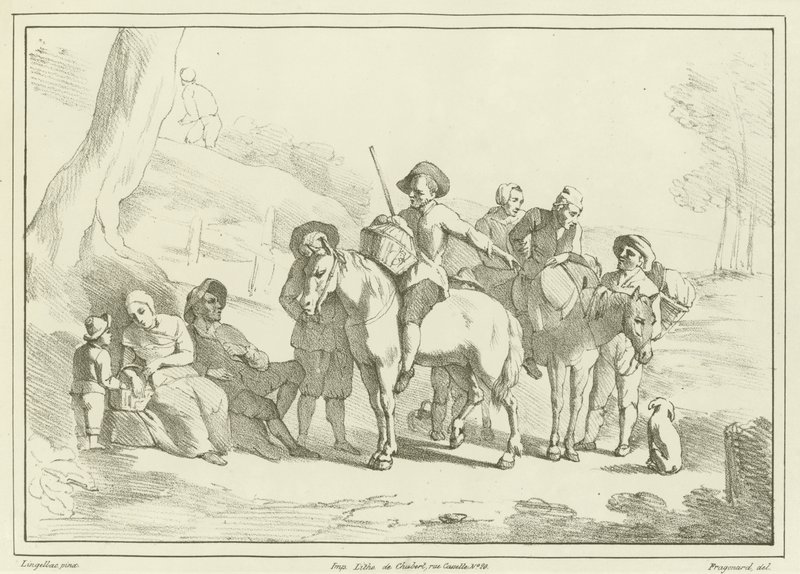 Camponeses descansando em seu caminho para o mercado de Johannes Lingelbach