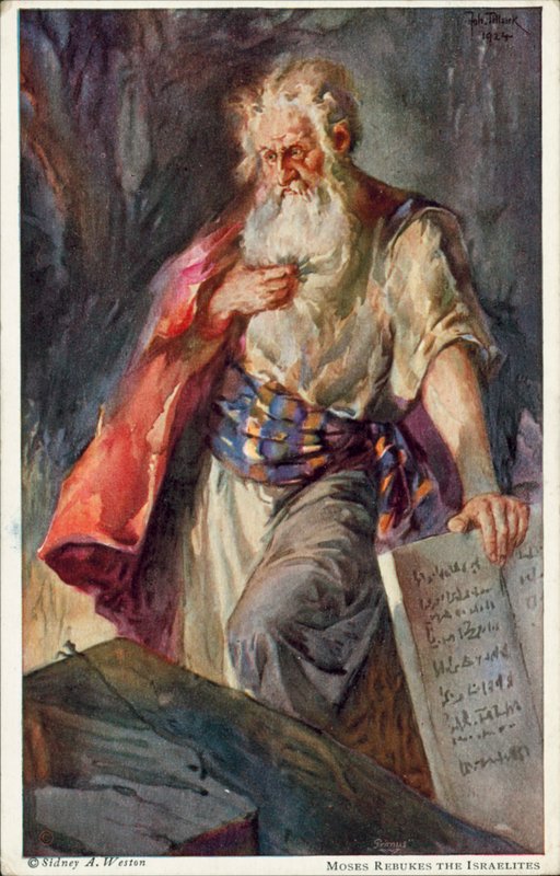 Moisés repreende os israelitas (litografia a cores) de Johannes Adolf Tillack