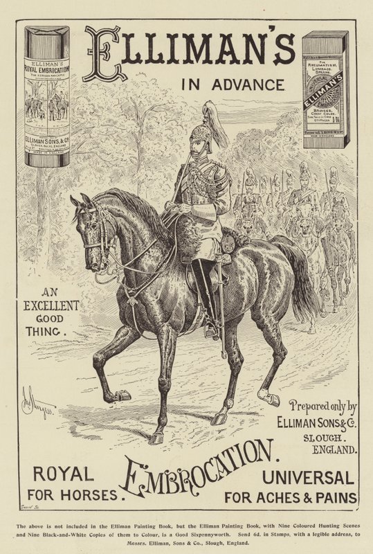 Anúncio, Royal Embrocation de Elliman de John Bagnold Burgess