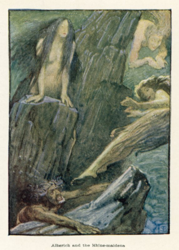 Alherich e as donzelas do Reno de John Byam Liston Shaw