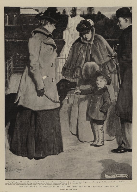 Para as Viúvas e Órfãos dos Mortos Galantes, uma das Brigadas dos Cães Patrióticos de John Byam Liston Shaw