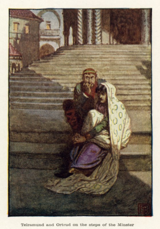 Telramund e Ortrud nos degraus do Minster de John Byam Liston Shaw