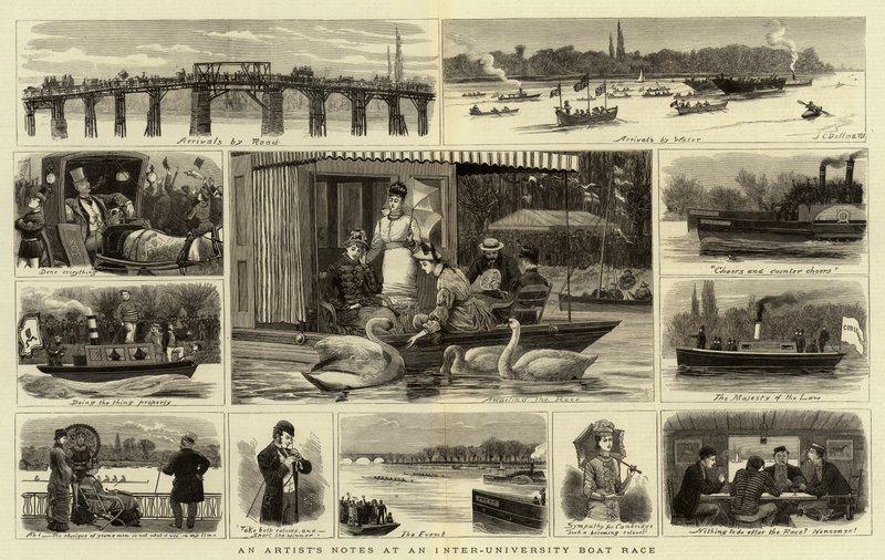 Notas de um artista em uma corrida de barcos inter-universitários de John Charles Dollman