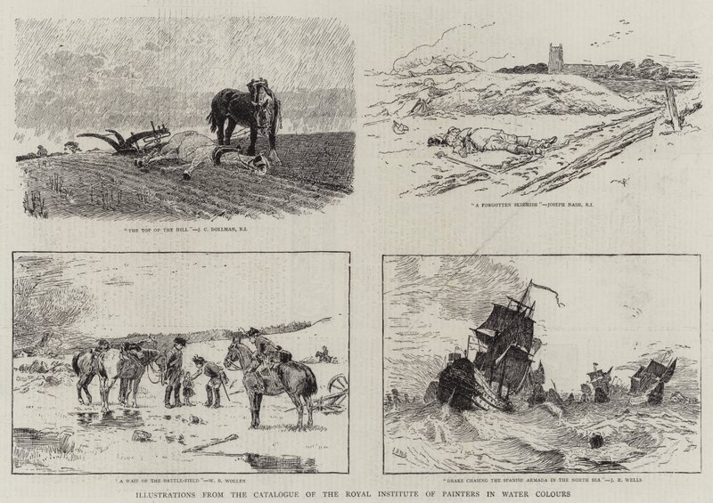 Ilustrações do Catálogo do Instituto Real de Pintores em Aquarelas de John Charles Dollman