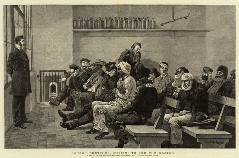Esboços de Londres, esperando para ver o médico de John Charles Dollman