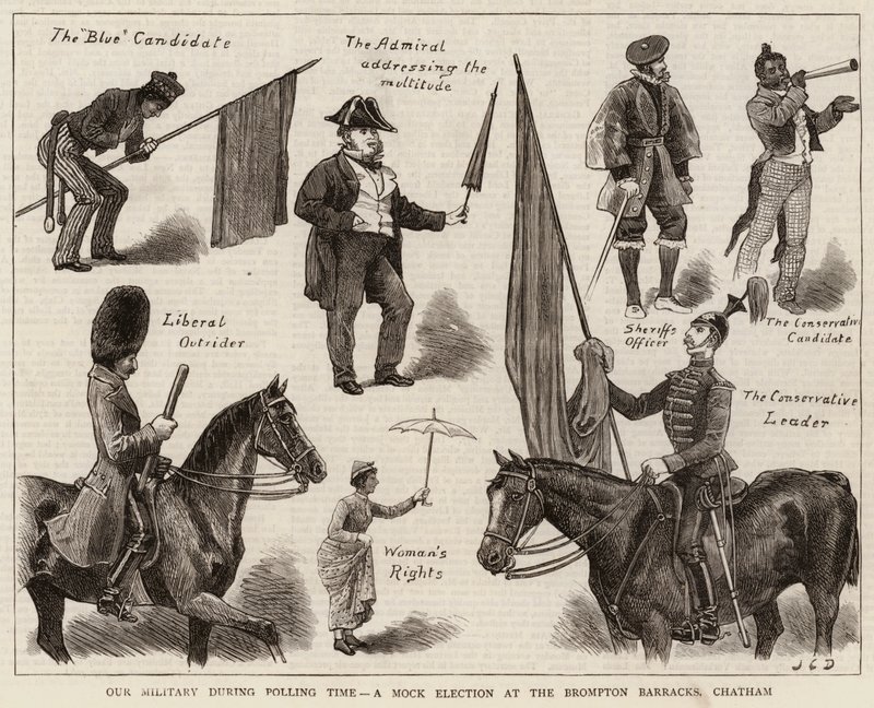 Nossas Forças Armadas durante o Período de Votação, uma Eleição Simulada no Quartel de Brompton, Chatham de John Charles Dollman