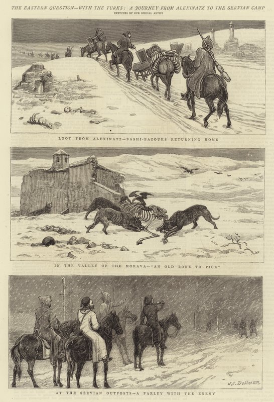 A questão oriental, com os turcos, uma viagem de Alexinatz ao acampamento servo de John Charles Dollman