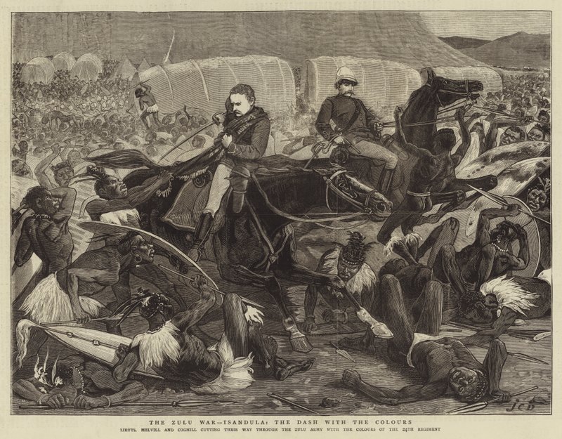 A Guerra Zulu, Isandula, o traço com as cores de John Charles Dollman