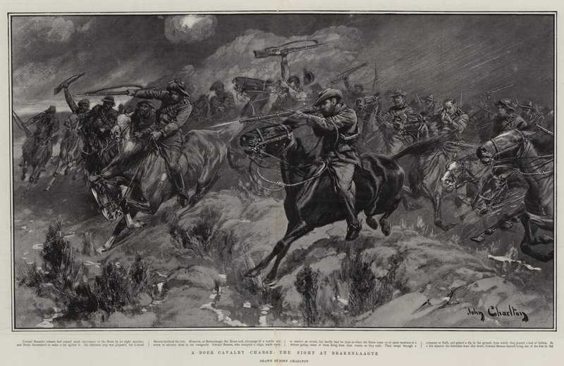 Uma carga de cavalaria Boer, a luta em Brakenlaagte de John Charlton