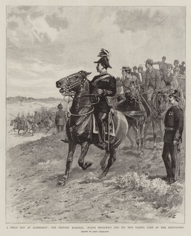 Um dia de campo em Aldershot, o marechal de reitor (Major Broackes) e seus homens cuidando dos espectadores de John Charlton