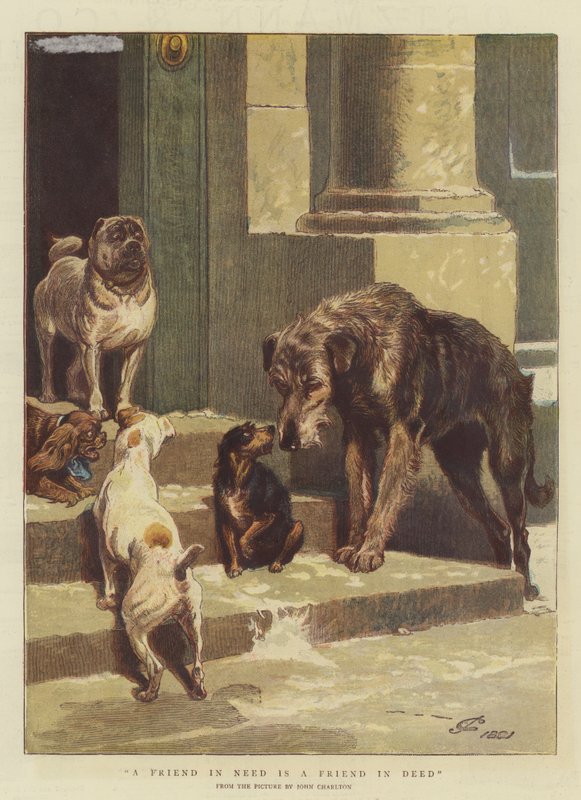 Um amigo na necessidade é um amigo na ação (chromolitho) de John Charlton