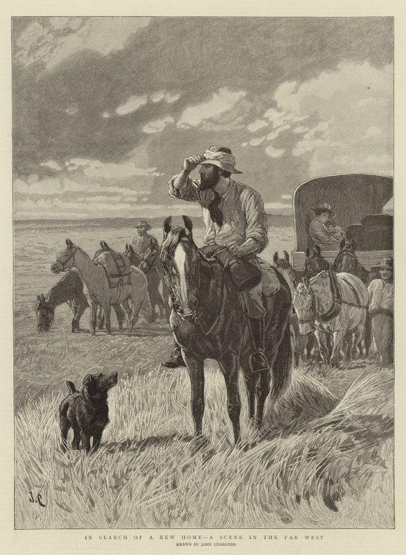Em busca de um novo lar, uma cena no Far West de John Charlton