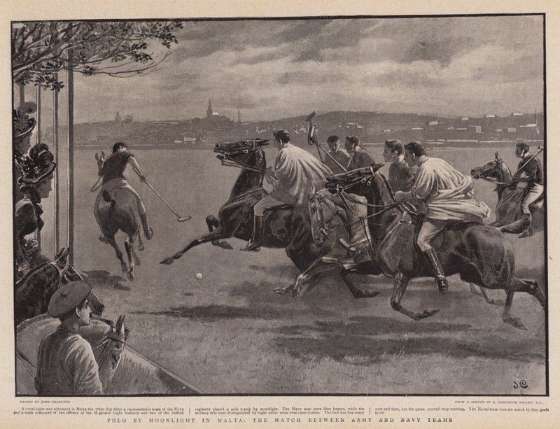 Polo by Moonlight em Malta, o jogo entre as equipes do Exército e da Marinha de John Charlton