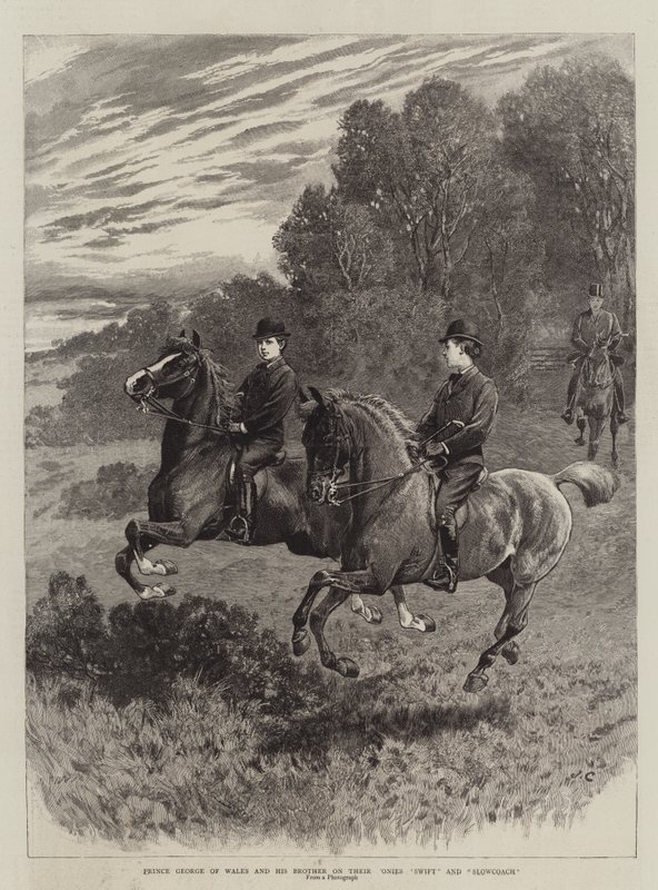Príncipe George de Gales e seu irmão em seus pôneis Swift e Slowcoach de John Charlton