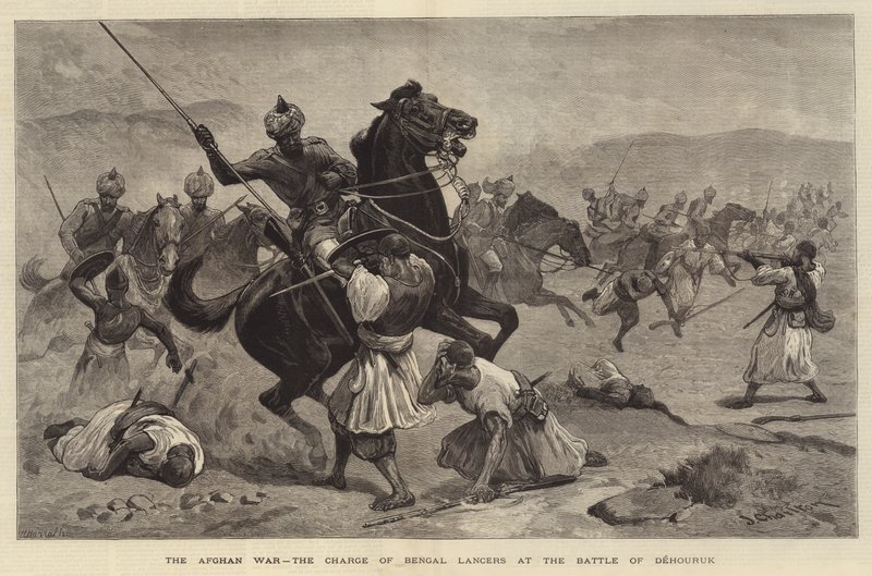A Guerra do Afeganistão, a carga dos Lancers de Bengala na Batalha de Dehouruk de John Charlton