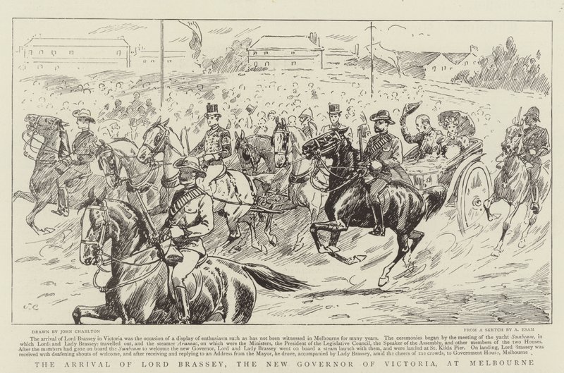 A chegada de Lord Brassey, o novo governador de Victoria, em Melbourne de John Charlton