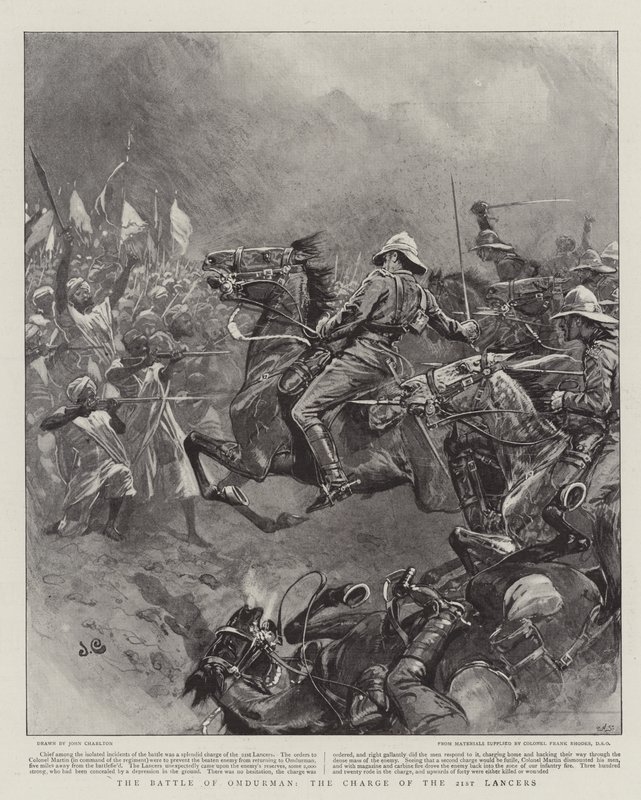 A Batalha de Omdurman, a Carga dos 21 Lancers de John Charlton