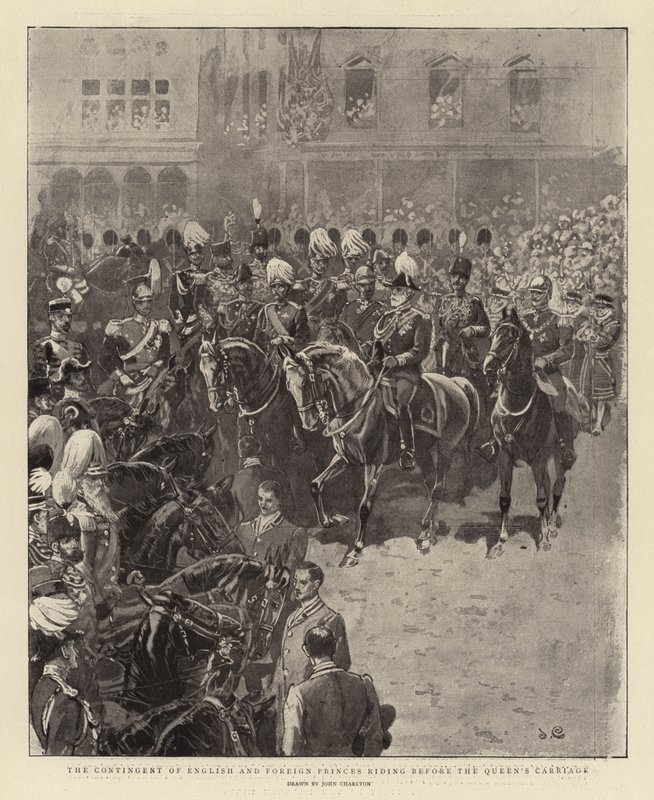 O Contingente dos Príncipes Ingleses e Estrangeiros Cavalgando Antes da Carruagem da Rainha de John Charlton