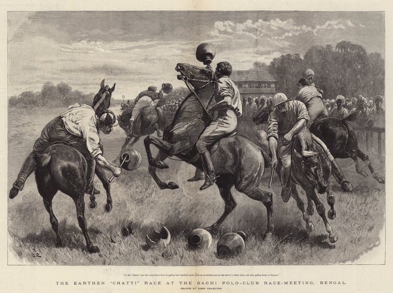 A corrida Earthen Chatti no Baghi Polo-Club Race-Meeting, Bengala de John Charlton