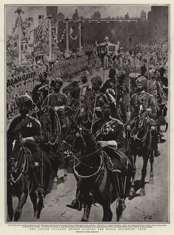 A Cavalaria Indiana Escort passando pelo Royal Societies &39;Club de John Charlton