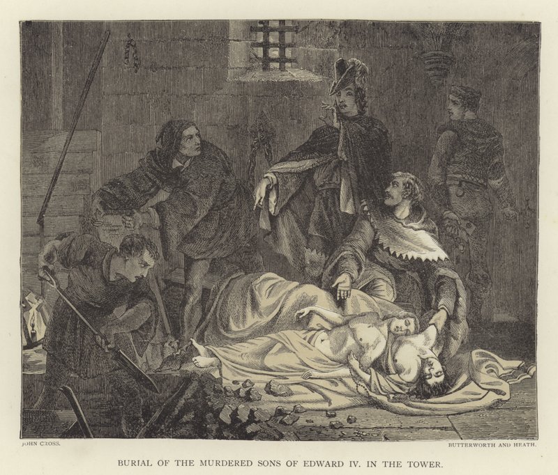 Enterro dos filhos assassinados de Eduardo IV na torre de John Cross