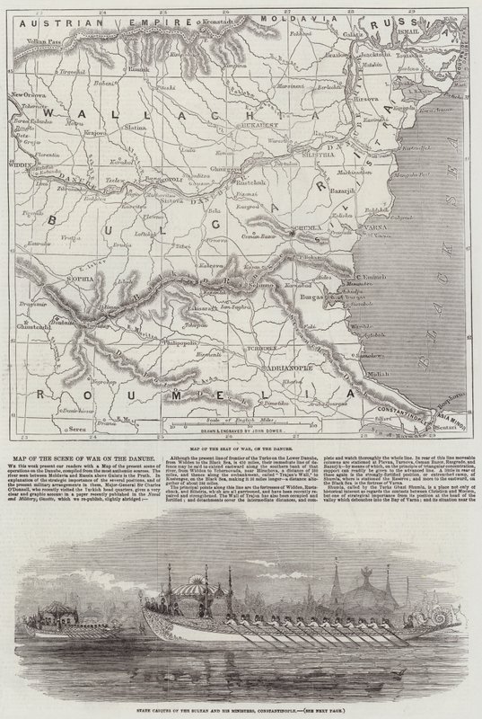 Mapa da cena de guerra no Danúbio de John Dower