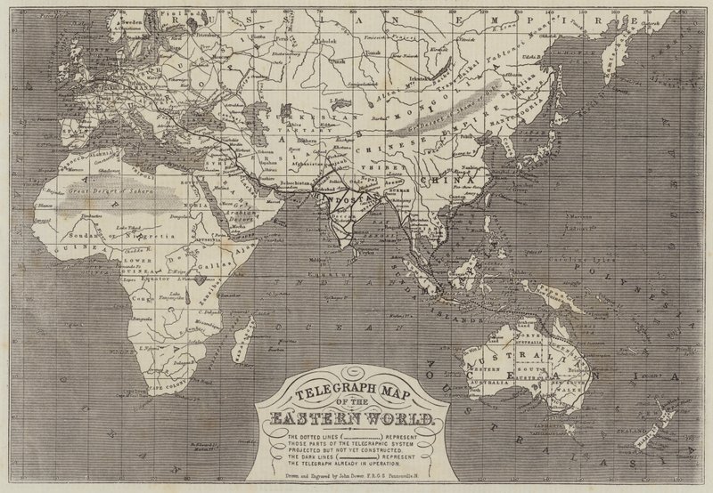 Mapa telegráfico do mundo oriental de John Dower