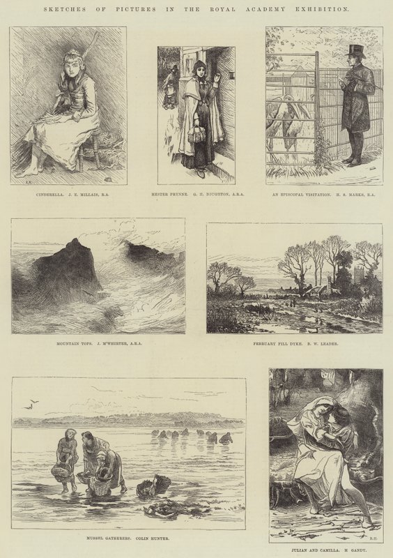 Esboços de Imagens na Exposição da Academia Real de John Everett Millais