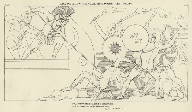 Ajax defendendo os navios gregos contra os troianos de John Flaxman