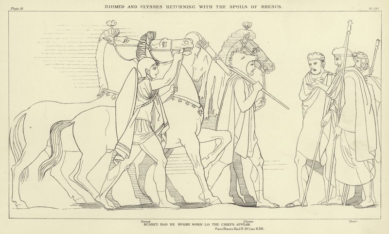 Diomed e Ulysses retornando com os Spoils of Rhesus de John Flaxman