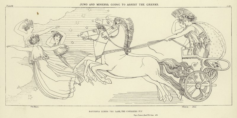 Juno e Minerva vão ajudar os gregos de John Flaxman