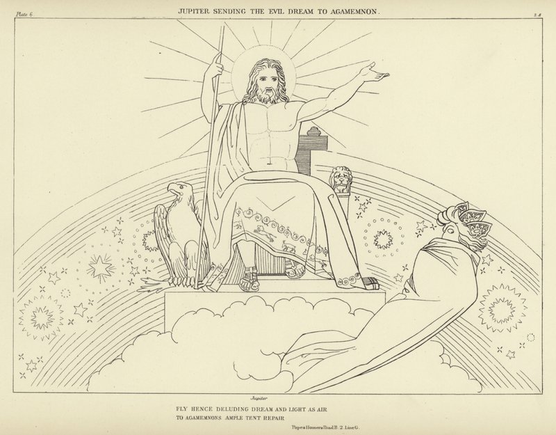 Júpiter enviando o sonho do mal para Agamenon de John Flaxman