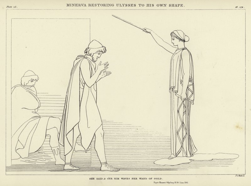 Minerva restaurando Ulisses para sua própria forma de John Flaxman