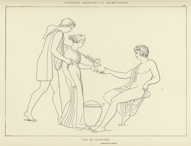 Pandora trouxe para Epimetheus de John Flaxman