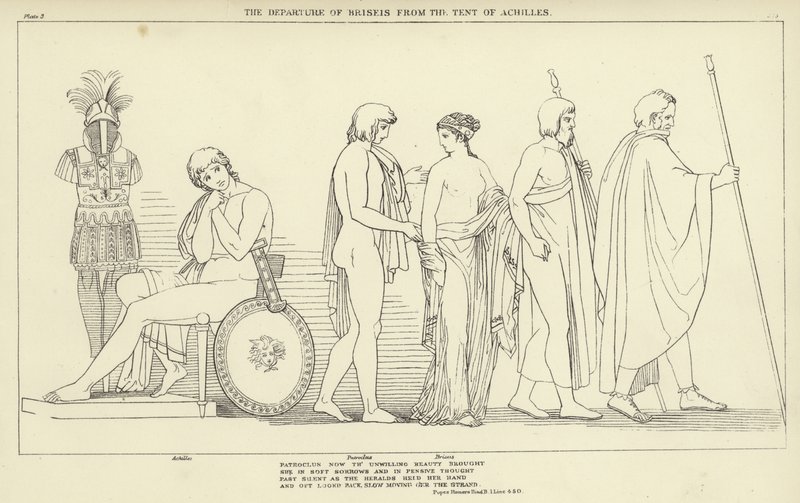 A partida de Briseis da tenda de Aquiles de John Flaxman