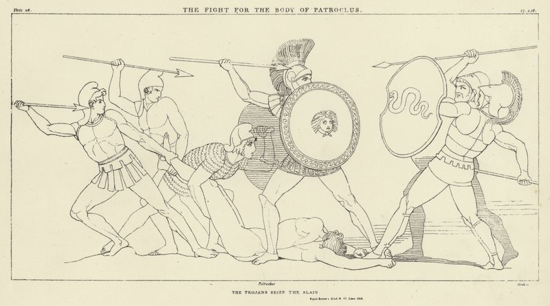 A luta pelo corpo do Partoclus de John Flaxman