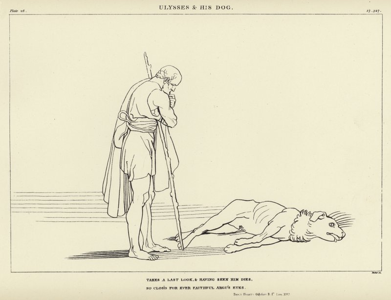 Ulisses e seu cachorro de John Flaxman
