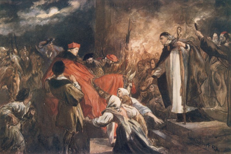 Chegada do Cardeal Wolsey na Abadia de Leicester, 1530 de John Gilbert