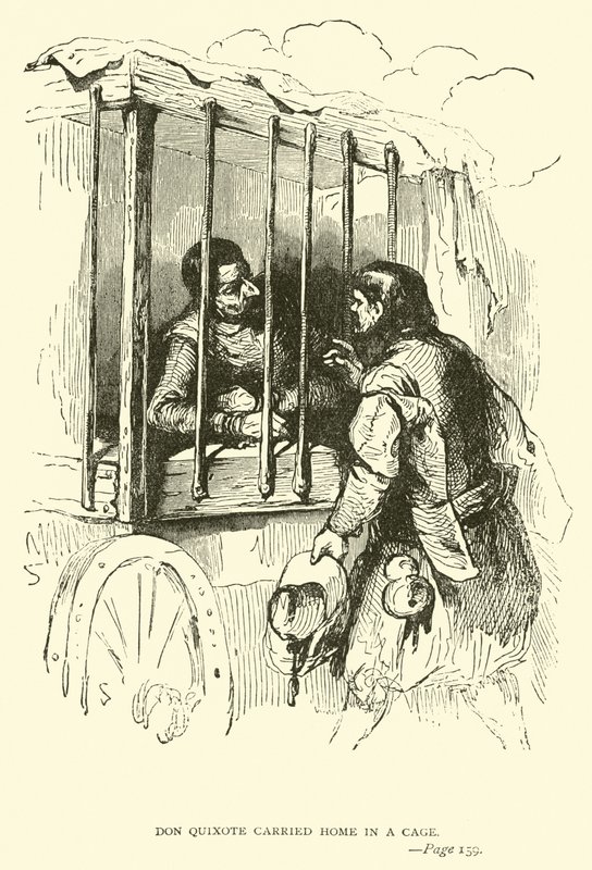 Dom Quixote levado para casa em uma jaula de John Gilbert
