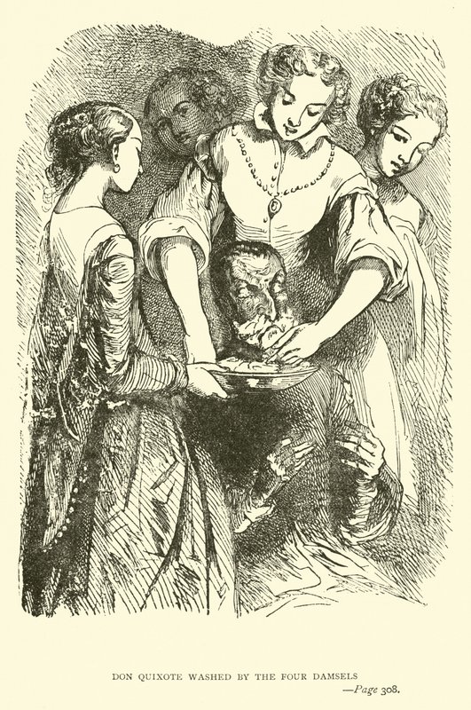 Dom Quixote lavado pelas quatro donzelas de John Gilbert