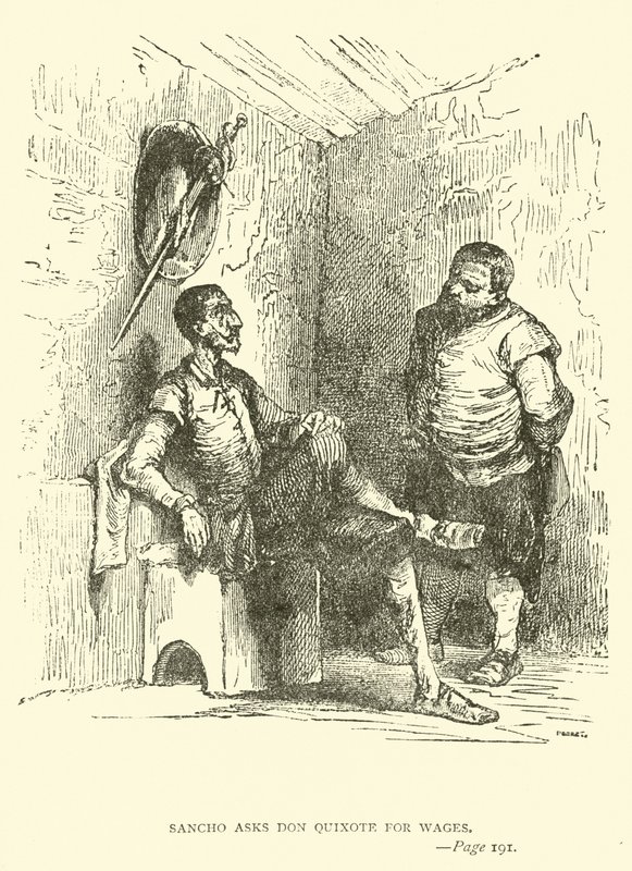 Sancho pede a Don Quixote por salários de John Gilbert