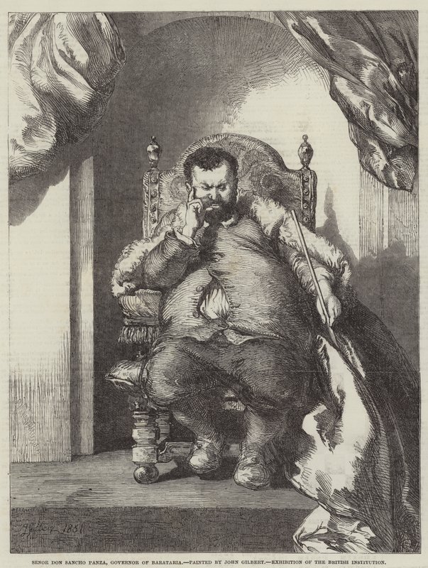 Senhor Don Sancho Pança, Governador de Barataria, Exposição da Instituição Britânica de John Gilbert