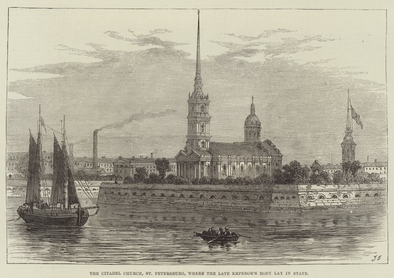 A Igreja da Cidadela, São Petersburgo, onde o corpo do falecido Imperador está em estado de John Gilbert
