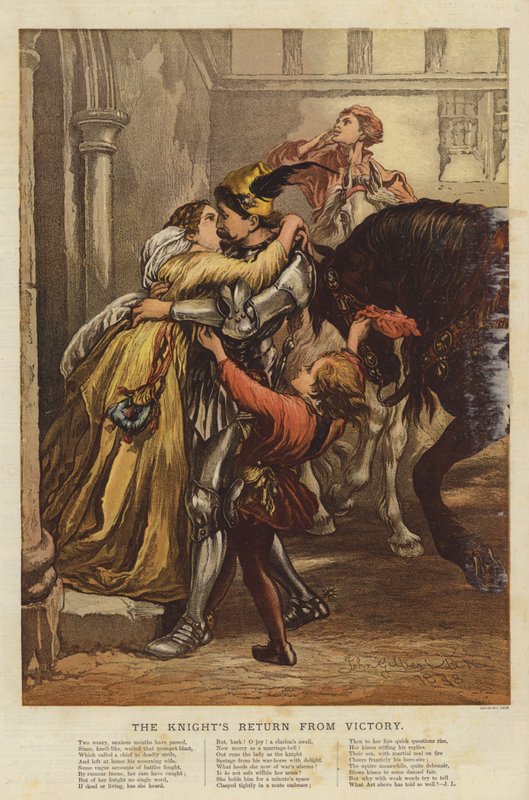 O retorno do cavaleiro da vitória (chromolitho) de John Gilbert