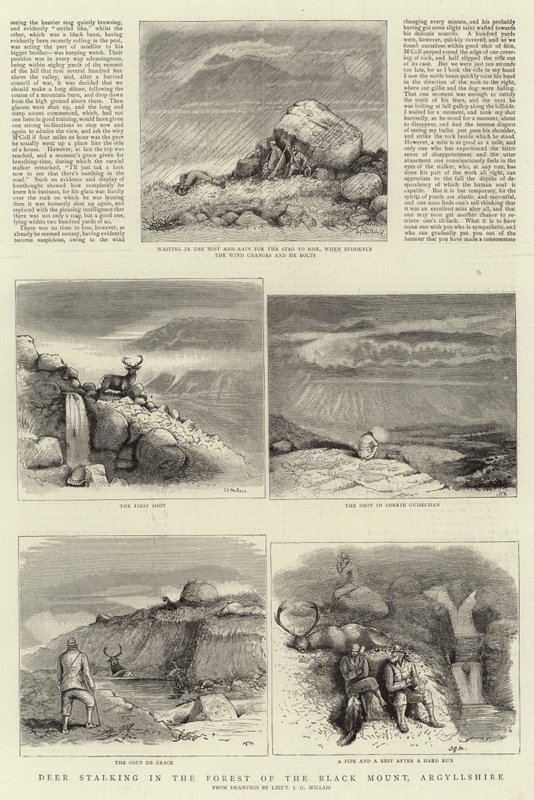 Deer Stalking na floresta do monte preto, Argyllshire de John Guille Millais
