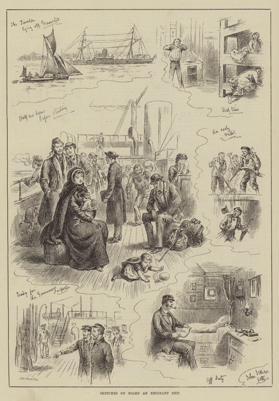 Esboços a bordo de um navio de emigrantes de John Jellicoe