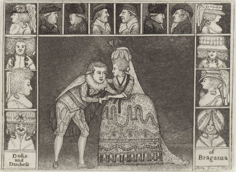 Retratos em caráter como o duque e a duquesa de Bragança de John Kay
