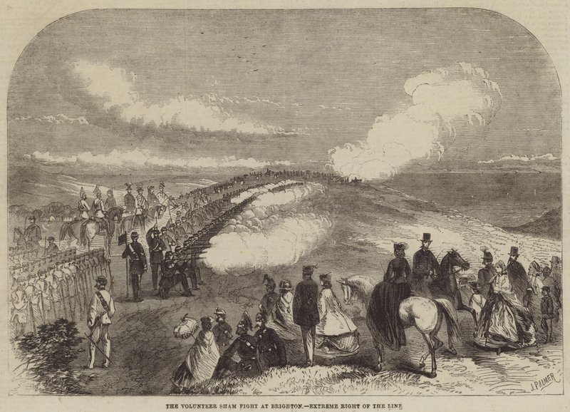 O voluntário Sham Fight at Brighton, extrema direita da linha de John Palmer